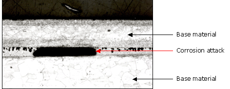 Metallographic section of a layer-type corrosion