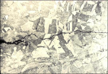 Transcrystalline path of the stress corrosion cracking